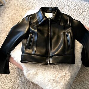 NWT Anthropologie Black Faux Leather Jacket